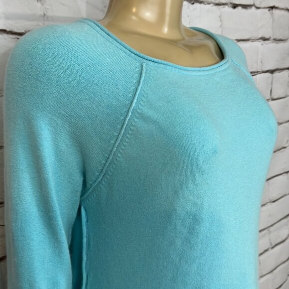 NWT Parkhurst Sweater Womens Rolled Edge Neck Blue Tight Knit Soft Light - Picture 1 of 8